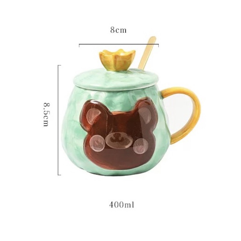 Cốc sứ có nắp kèm thìa khuấy