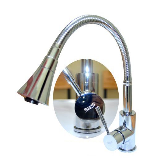 Vòi Rửa Bát Mềm Đồng Mạ Chrome Lubeck VM3119 💥 Cam Kết Chính Hãng 💥 Vòi Rửa Chén Bóng Inox 304