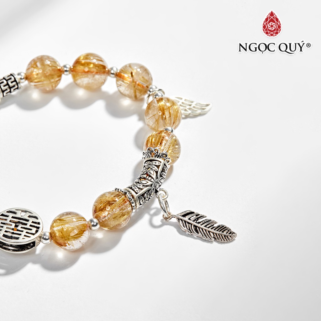 Vòng tay TA tóc vàng AAA charm bàn tay hamsa hạt 8mm - Ngọc Quý