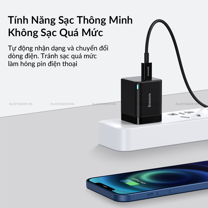 Củ Sạc Nhanh Baseus Super Si Pro Pastel Siêu Nhỏ Gọn Chân Type C 20w Qc3.0 Pd3.0 Cho Điện Thoại Smartphone Ip Njoyshop