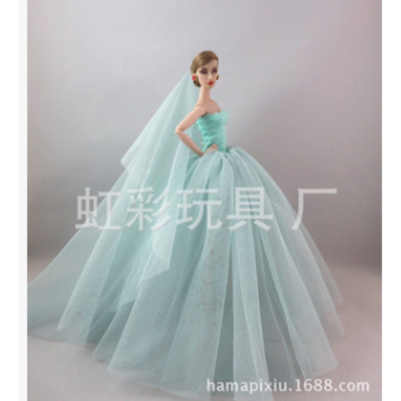 Gift Lace Handmade Long Tail Veil Evening Dress Doll Wedding Cloth | BigBuy360 - bigbuy360.vn