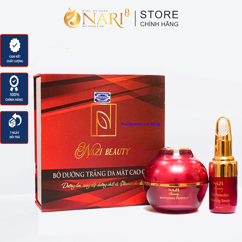 Bộ dưỡng trắng da mặt cao cấp Nari dưỡng da căng bóng mịn màng khỏe từ sâu bên trong gồm kem face và serum tế bào gốc