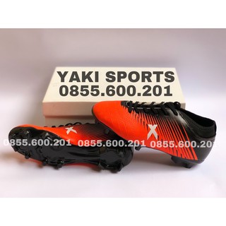 Giày đá bóng đinh cao đỏ cam -tặng tất