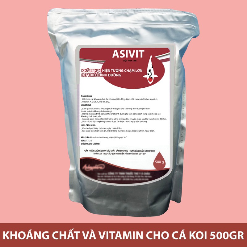 Vitamin và khoáng chất cho cá cảnh, cá koi, cá la hán, dĩa, vàng Asivit 500gr Tăng đề kháng, khắc phục chậm lớn ACPharo