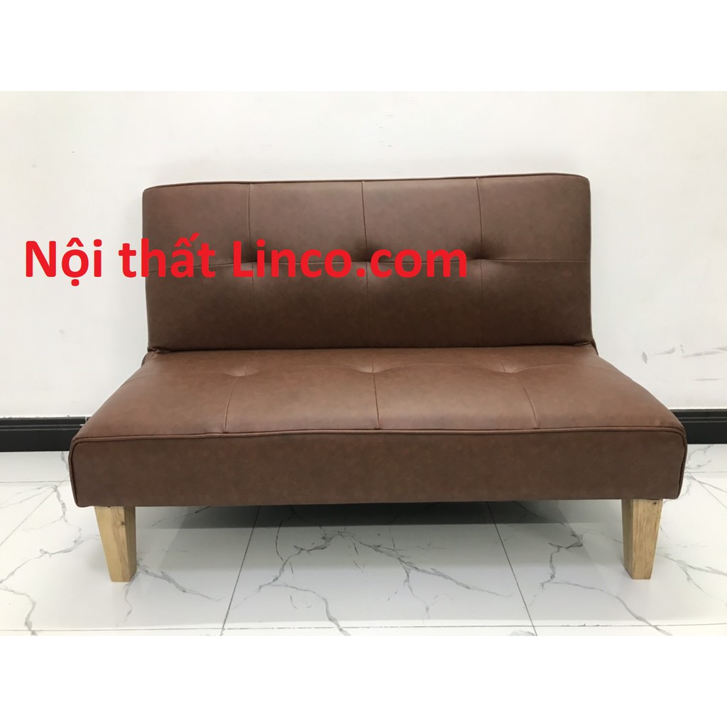 Ghế dài sofa bed mini nhỏ gọn rẻ đẹp simili (giả da) nâu sopha phòng khách Nội thất Linco HCM Tphcm