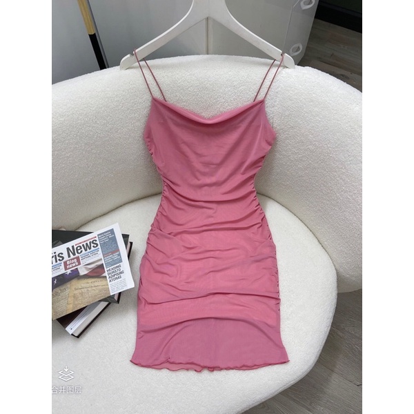 Đầm 2 dây bún hai lớp lưới siêu sexy- Carotshop