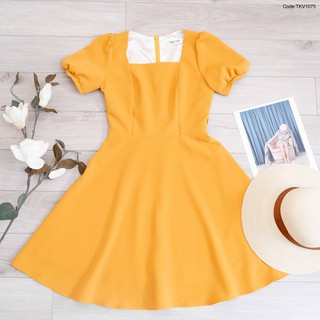 Váy xòe cổ vuông ôm eo TKV1075-  Leeza (Kèm video ảnh thật do shop tự chụp)