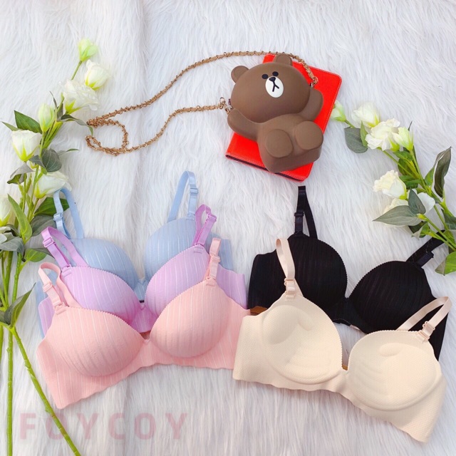 Áo ngực su ko gọng thông hơi có bàn tay nâng ngực kẻ sọc