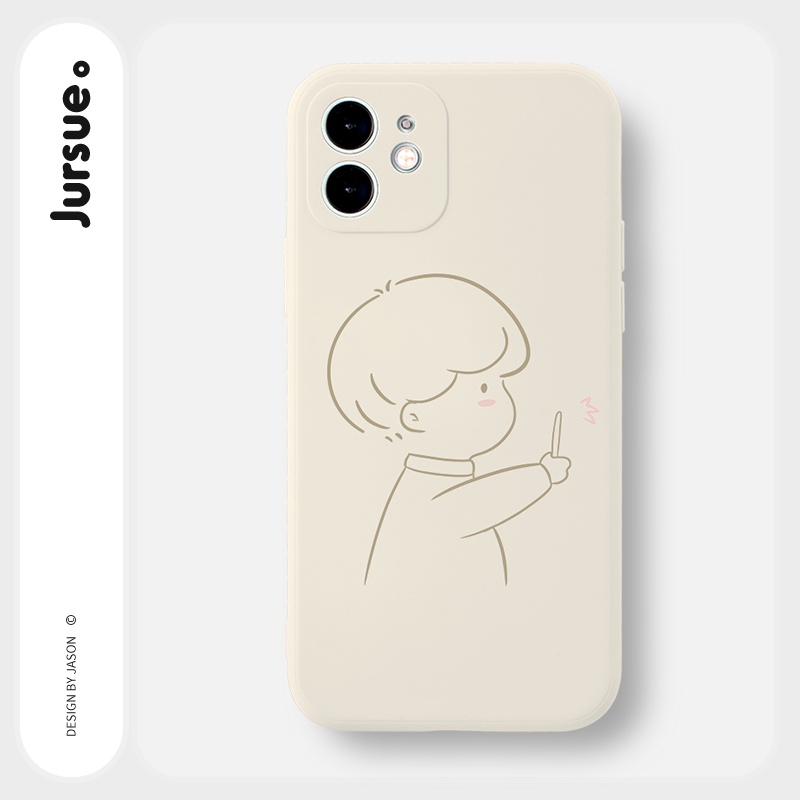 Ốp lưng JURSUE hoạt hình cặp đôi dễ thương đẹp cho iPhone 13 12 11 Pro Max SE 2020 X XR XS ip 8 7 6 6S Plus kute Y1702