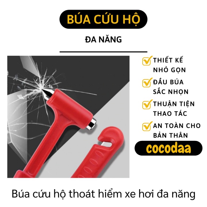 Búa Thoát Hiểm - Búa Cứu Hộ Phá Kính Xe Ô Tô Khẩn Cấp Kèm Dao Cắt Dây Tiện Lợi 8975 [FREESHIP]