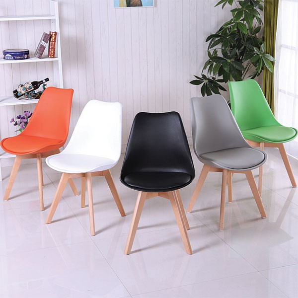 Ghế eames nhựa chân gỗ nhập khẩu - ghế cafe - ghế phòng khách ( màu trắng)