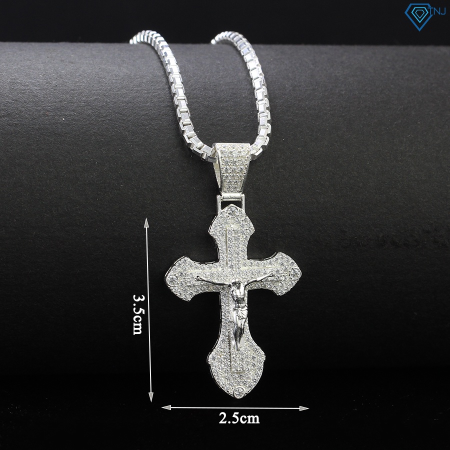 Vòng cổ nam bạc thật mặt thánh giá đính đá sang trọng DCA0078 - Trang sức TNJ