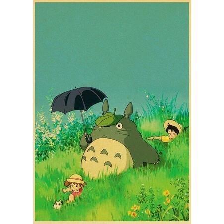 Vintage Posters Ponyo On The Cliff Hayao Miyazaki Di Chuyển Lâu Đài Poster Cho Trang Trí Phòng decal Dán Tường Ms: 379