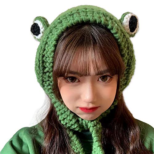 Mũ Đội Đầu Bằng Len Đan Hình Ếch Mắt To Đáng Yêu Thoải Mái JP2