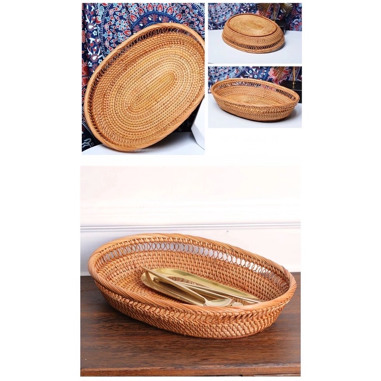 Rổ đan mây đa năng cao cấp Hàng xuất khẩu Mỹ đựng hoa quả, bánh kẹo Bemiao Shop