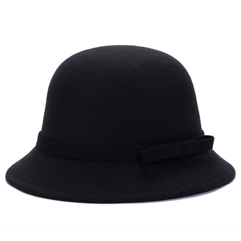 Nón Bucket Chất Liệu Len Nỉ Có Đính Nơ Cổ Điển Với 8 Màu Lựa Chọn