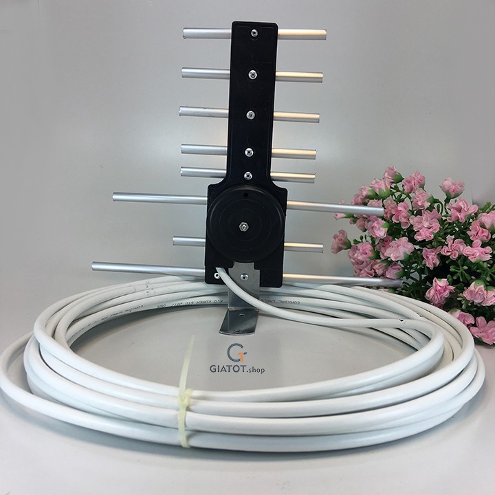 Anten thu sóng DVB -T2 15m dây cáp + Jack nối, ốc vít.