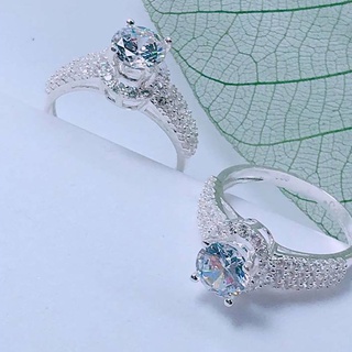 Nhẫn bạc đính đá 5A, mẫu trẻ trung, vàng bạc an chi