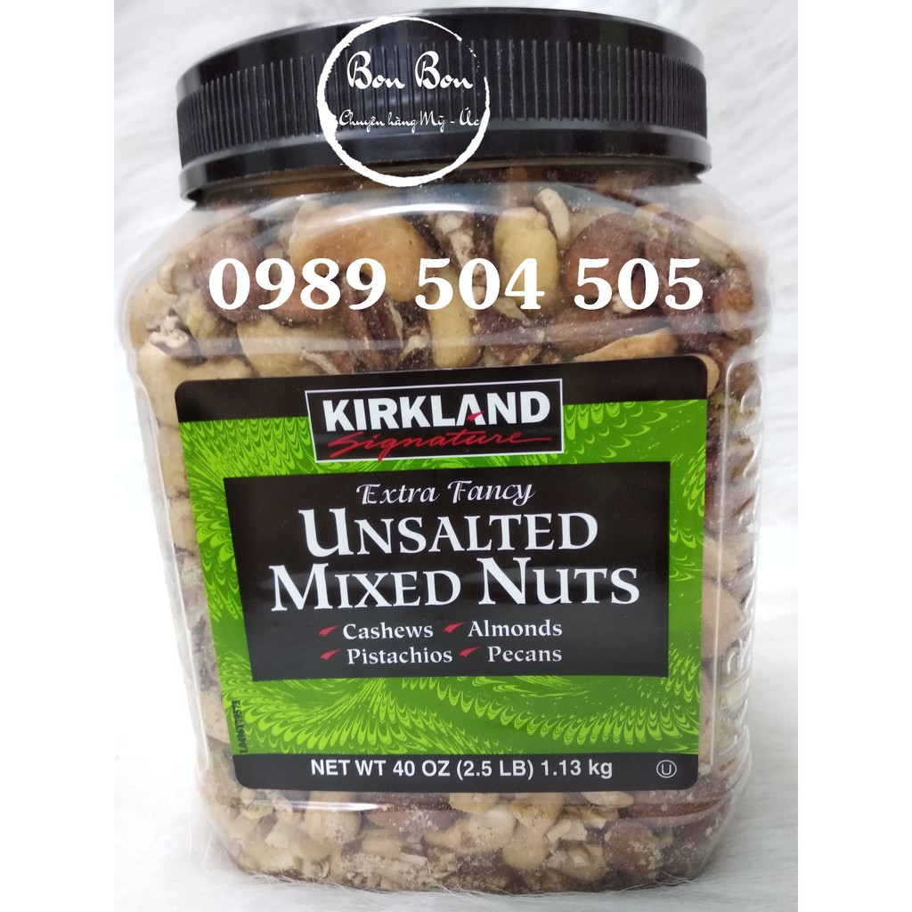 Hạt hỗn hợp không muối Kirkland Unsalted Mix Nuts 1.13kg