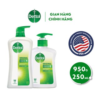 Bộ 1 chai sữa tắm kháng khuẩn Dettol 950ml/Chai và 1 nước rửa tay diệt khuẩn Dettol