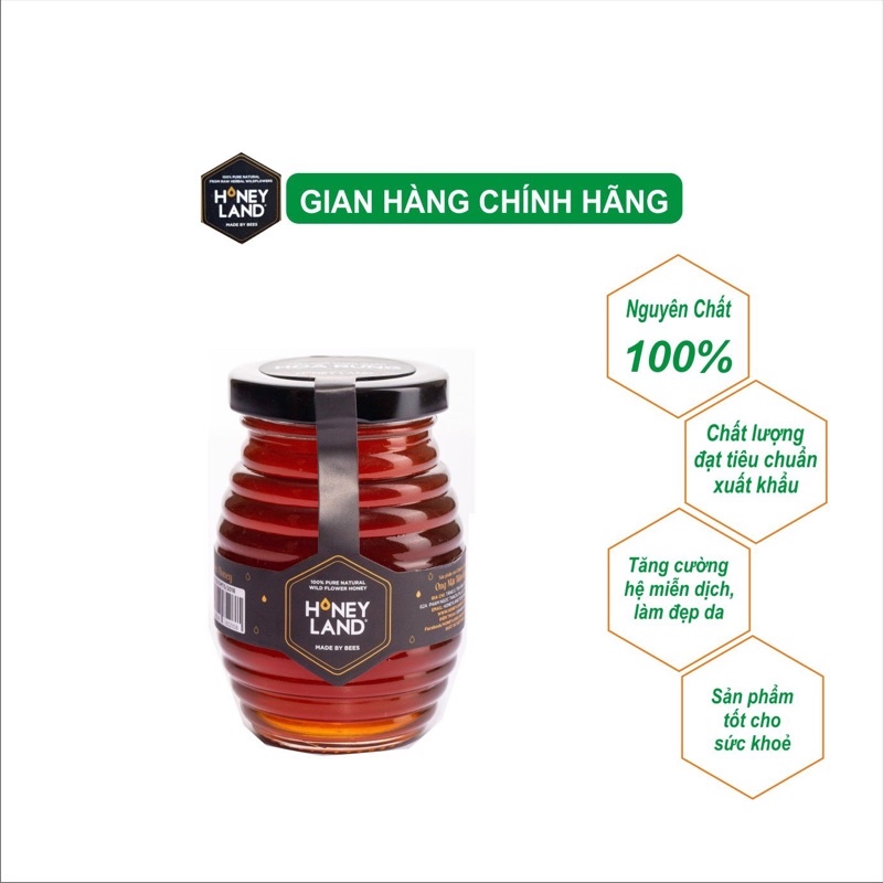 Mật ong rừng Tây Nguyên HONEYLAND 250g mật ong thiên nhiên nguyên chất
