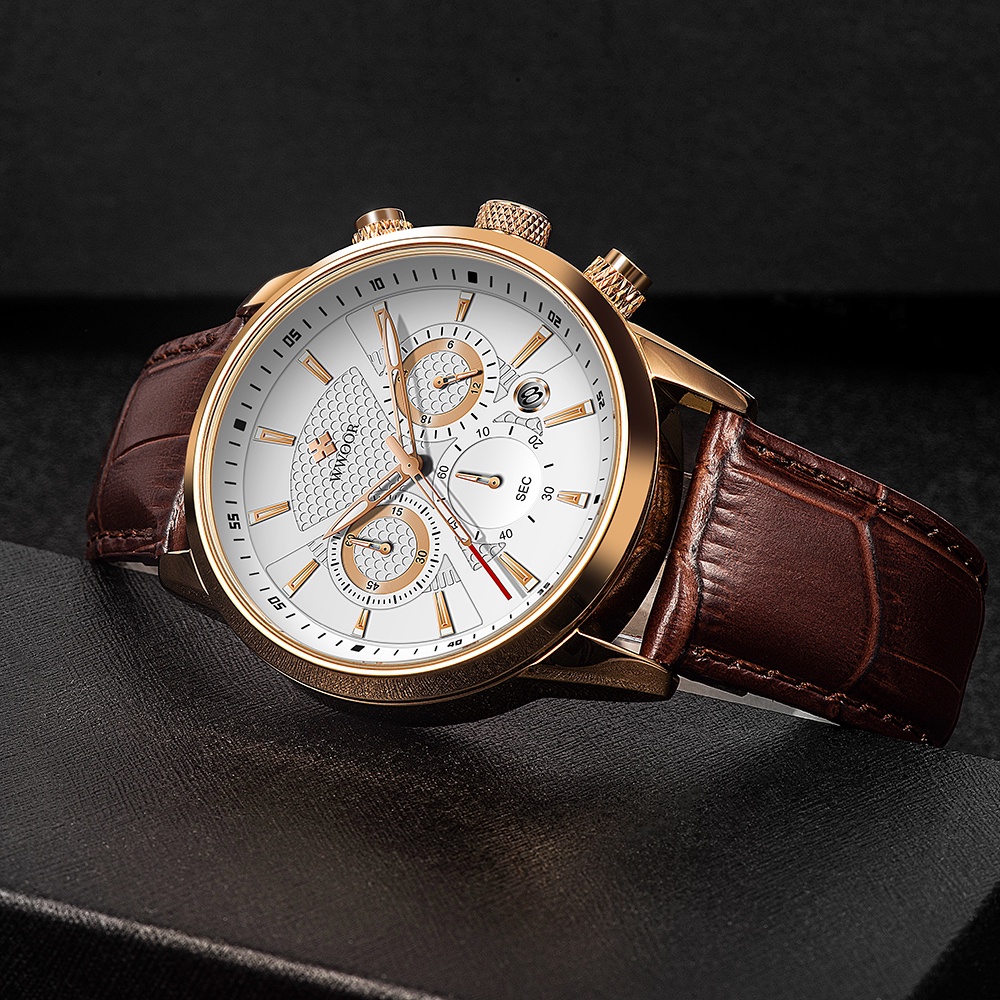 Đồng Hồ Quartz WWOOR Chống Thấm Nước Với Dây Đeo Da Sang Trọng Relojes Hombre-8845