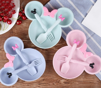 Bộ bát ăn hình chuột Mickey bằng lúa mạch cho bé