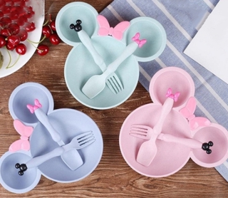 Bộ bát ăn hình chuột Mickey bằng lúa mạch cho bé
