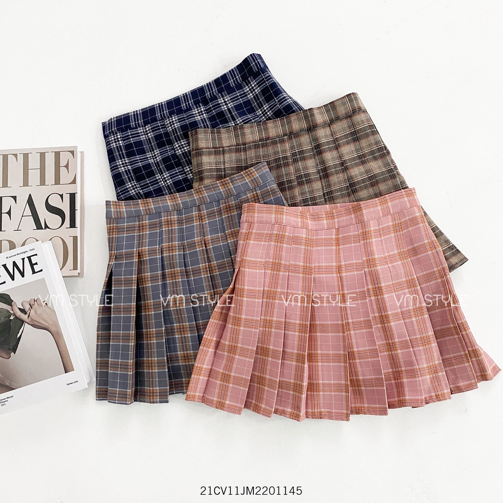 Chân váy ngắn chữ A xếp ly caro, chân váy tennis kèm quần lót bên trong thời trang Hàn Quốc VM STYLE 21CV11JM2201 | BigBuy360 - bigbuy360.vn