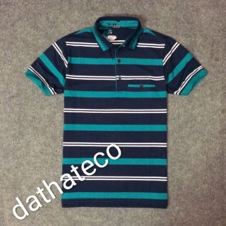 Áo thun nam ngắn tay cổ bẻ sọc ngang