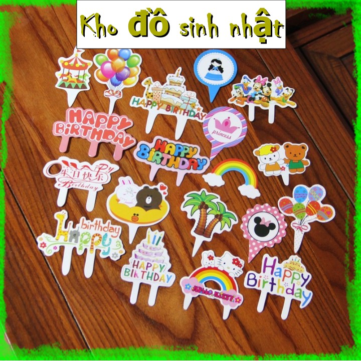 Túi 50 hình giấy Happy birthday Bánh Nhỏ - Trang trí bánh kem,bánh sinh nhật