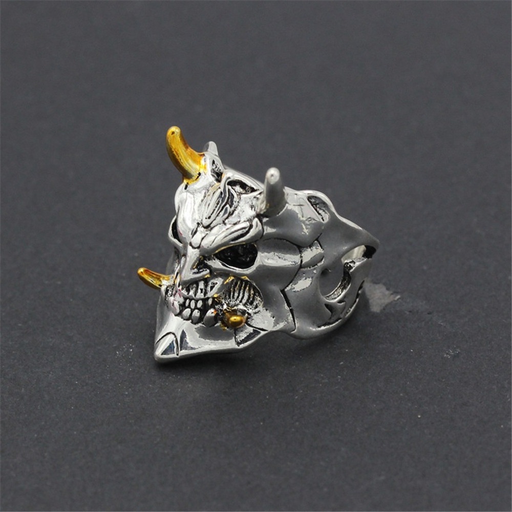 Nhẫn Đeo Tay Hình Mặt Nạ Quỷ/Ếch/Rồng Cá Tính Thời Trang Nam nhẫn đôi hình ếch