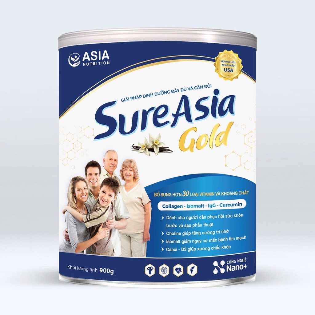Sữa Sure Asia Gold cung cấp dinh dưỡng & phục hồi 900g giá tốt, Sữa Sure Asia Gold nguyên liệu nhập Mỹ