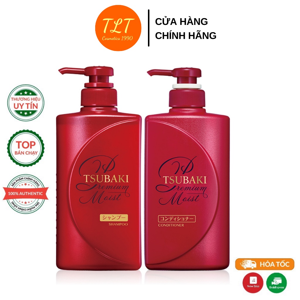 Bộ Dầu Gội Đầu Và Dầu Xả Tsubaki Đỏ Nhật Bản Premium Moist Tsubaki Dưỡng tóc Suôn Mềm Bóng Mượt Chính Hãng (490ml/chai)