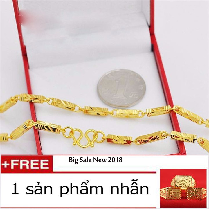 Combo Dây Chuyền Nam ống trúc và nhẫn Chữ Phúc Mạ Vàng 24k sang trọng Đẳng Cấp 2019