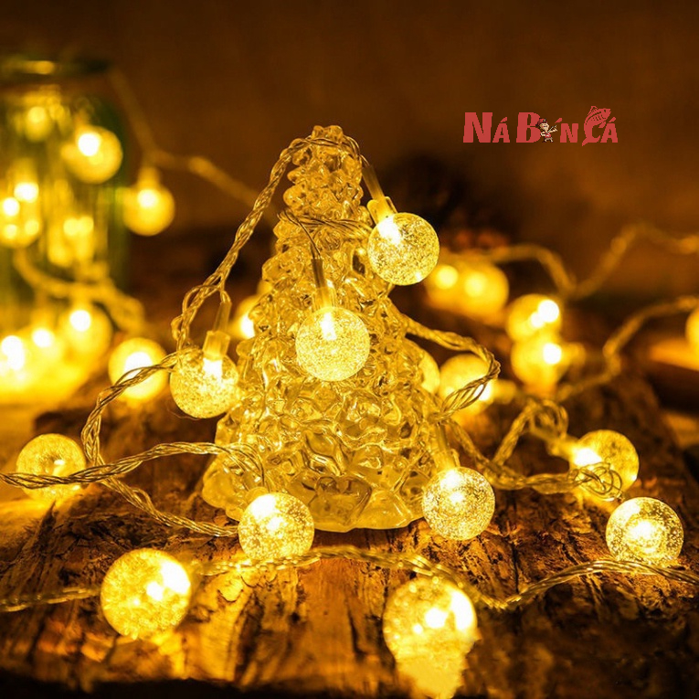 Đèn LED trang trí dây bóng tròn vàng ấm không nháy dùng pin tiện lợi, dùng đi du lịch cắm trại dã ngoại tiện lợi-DCP7