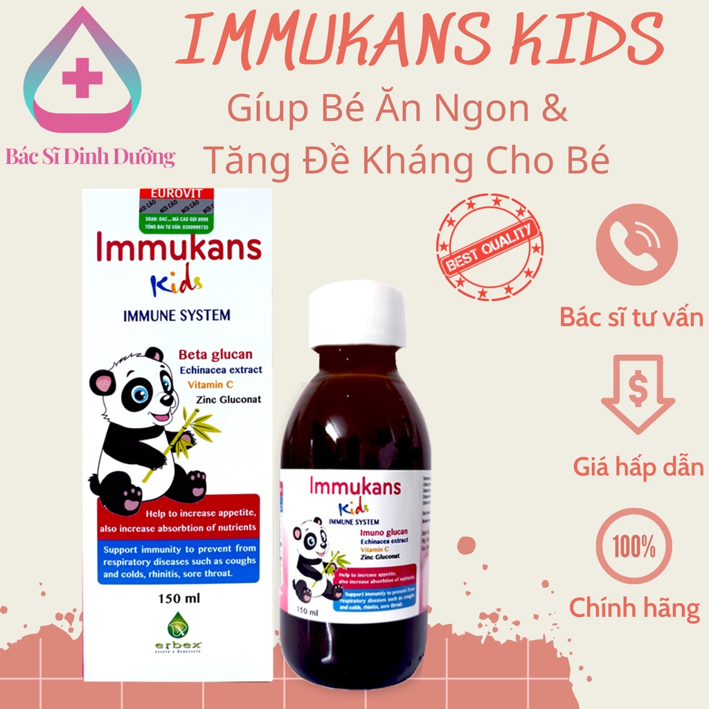 IMMUKANS KIDS Siro Ăn Ngon & Tăng Sức Đề Kháng Cho Bé