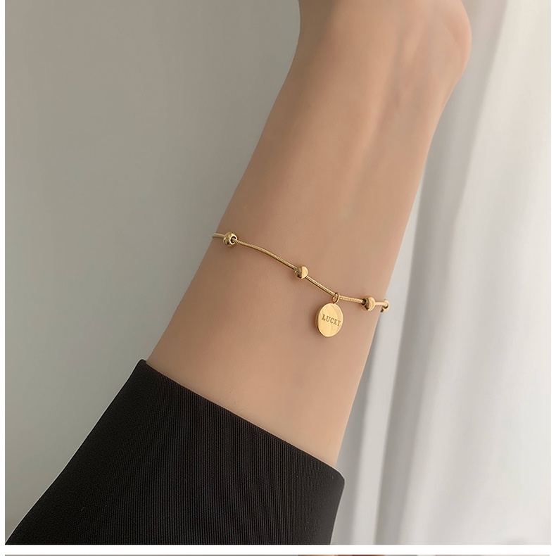 [FreeShip] Lắc tay vòng tay nữ titan hạt đậu may mắn H13-104 - CAM KẾT KHÔNG BAY MÀU