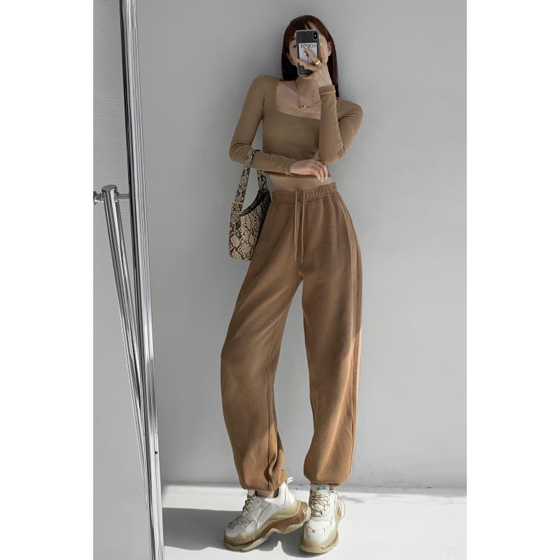 COZOK Quần Legging Thể Thao Lưng Cao Dáng Rộng Phối Dây Rút Năng Động Hợp Thời Trang