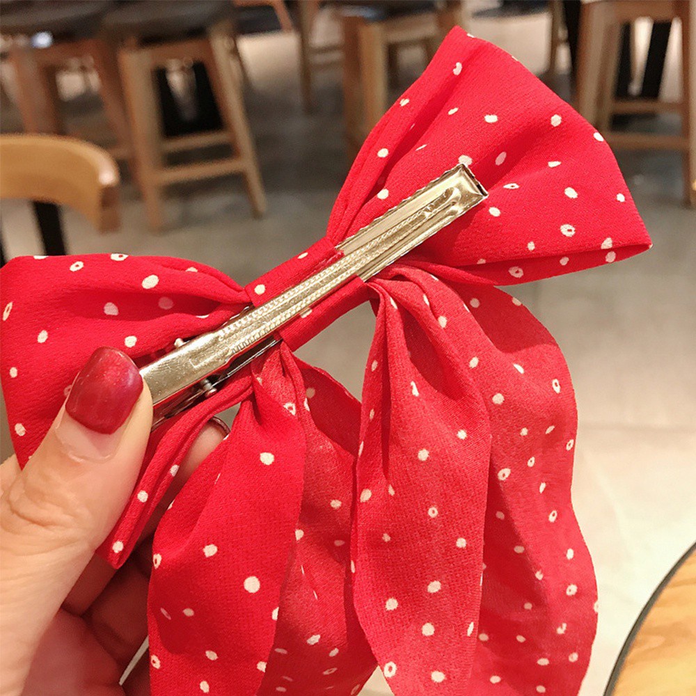 Kẹp Tóc Ruy Băng Hai Lớp Thắt Nơ Nhiều Màu Thời Trang Cho Nữ
