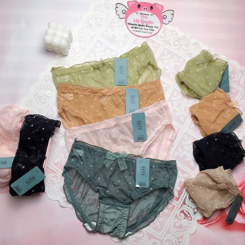 Quần lót ren lưới công chúa- kèm nơ dễ thương, phối viền bèo gợi cảm