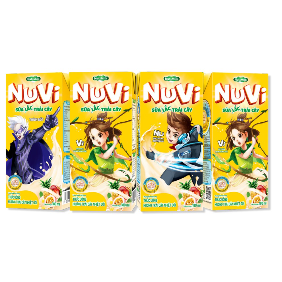 [BÉ KHỎE BÉ ĐẸP] Hộp NuVi Sữa Lắc Trái Cây Hương Cam/ Trái Cây Nhiệt Đới 180ml - Thương Hiệu NUTIFOOD - YOOSOO MALL