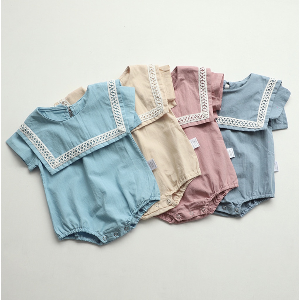 Bodysuit Màu Trơn Kèm nón Cho Bé 0-2 Tuổi