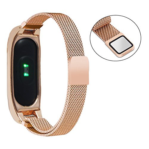For Xiaomi Mi Band 2/3 Milanese Magnetic Loop Stainless Steel Watch Band Strap