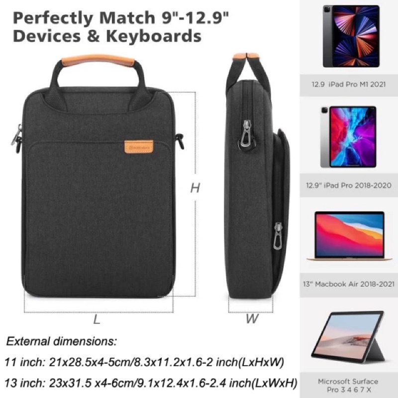 Túi Laptop Cho MacBook Air Pro 13 M1 Túi Đeo Vai Đựng iPad Pro 12.9 Chống Nước