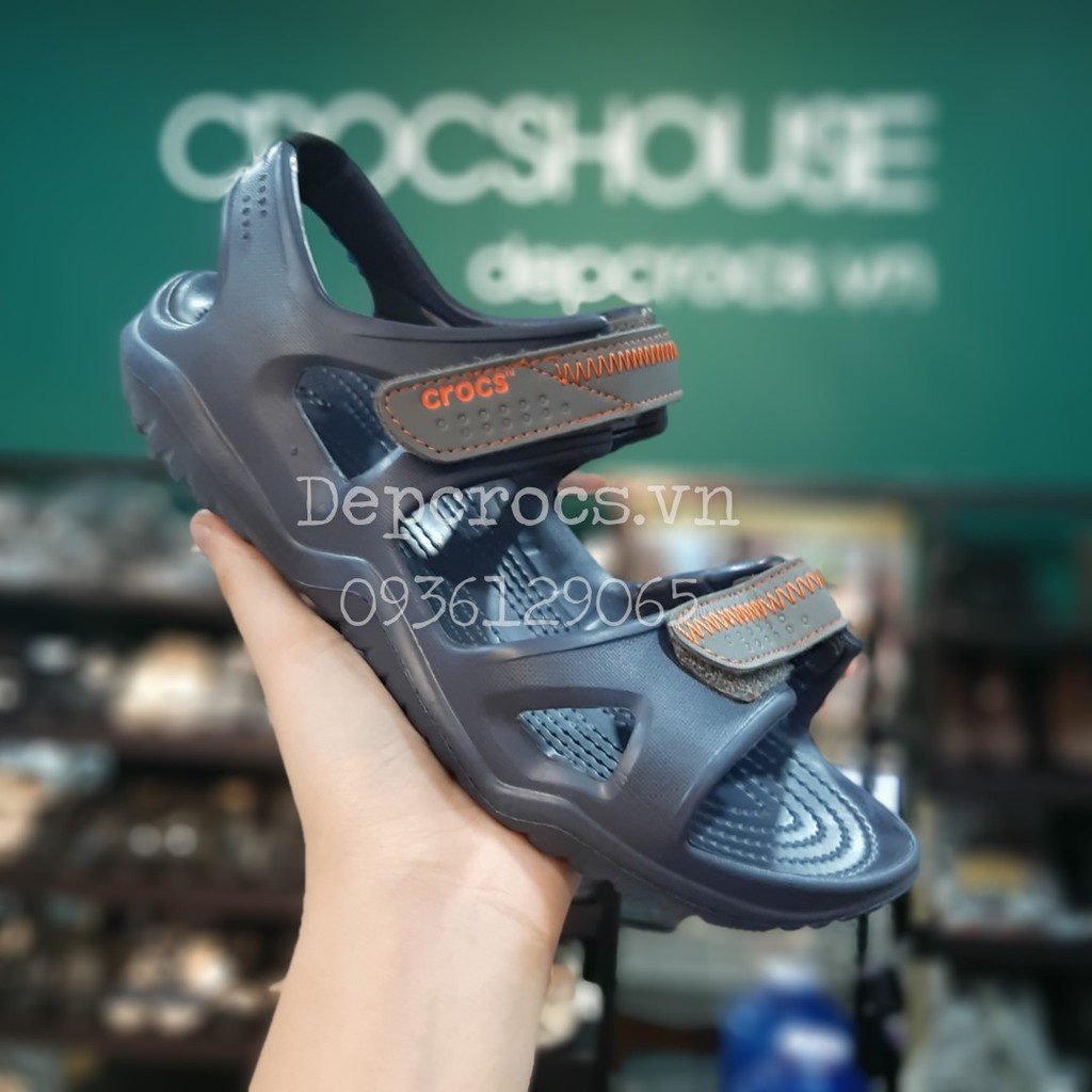 Sandal crocs river nam, sandal cross swiftwater nam nhựa nguyên khối đế chống trơn trượt - Crocs house