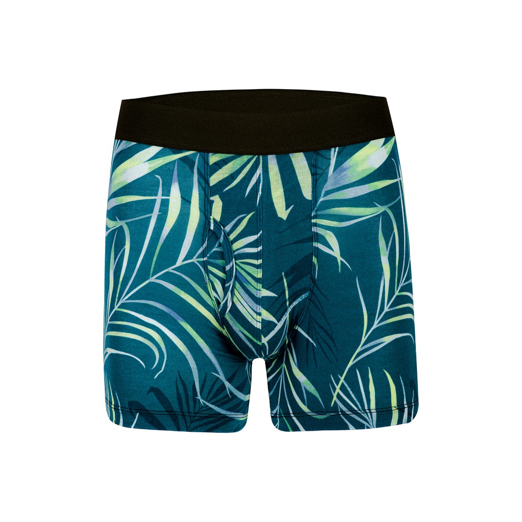 Quần boxer nam IDLOCA Tropical ID2104-01 - Màu xanh lá - Họa tiết lá cây