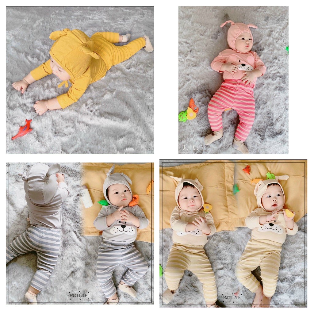 SALE BỘ THUN LẠNH KÈM MŨ SỌC CÚN MINKY MOM CAO CẤP(TLMSC)
