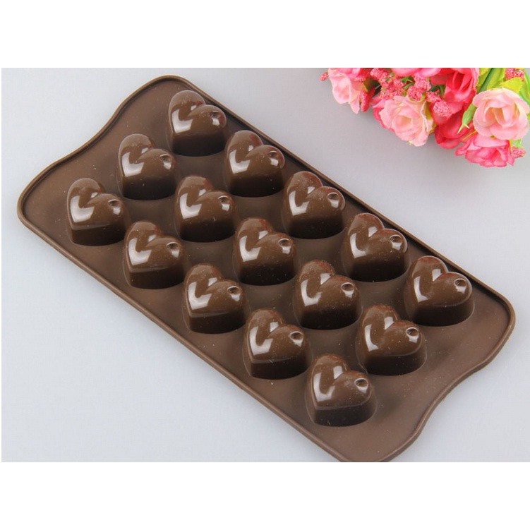 Khuôn silicone 15 trái tim làm rau câu, kẹo
