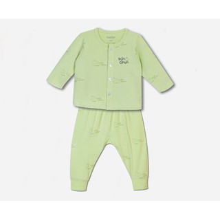 Bộ quần áo dài cúc giữa cho bé Punchun xanh lá